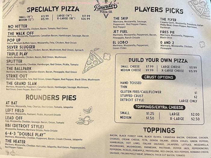 Rounders pizza tyler tx menu