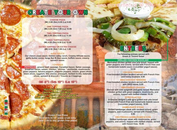 Reading house of pizza menu